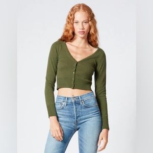 Cashmere and merino wool cardigan BILLIE THE LABEL Noelle Sweater In Fern